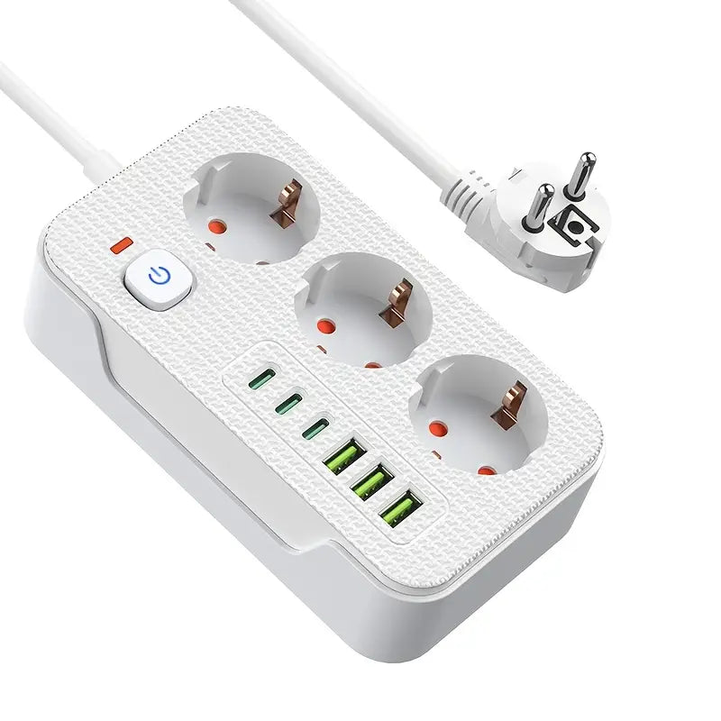 Bela 9-u-1 utičnica sa USB portovima – gornji pogled