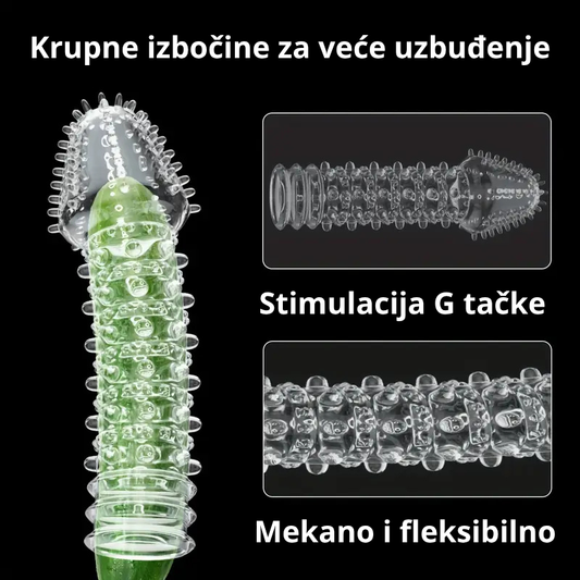 Navlaka za penis sa velikim reljefnim izbočinama za stimulaciju