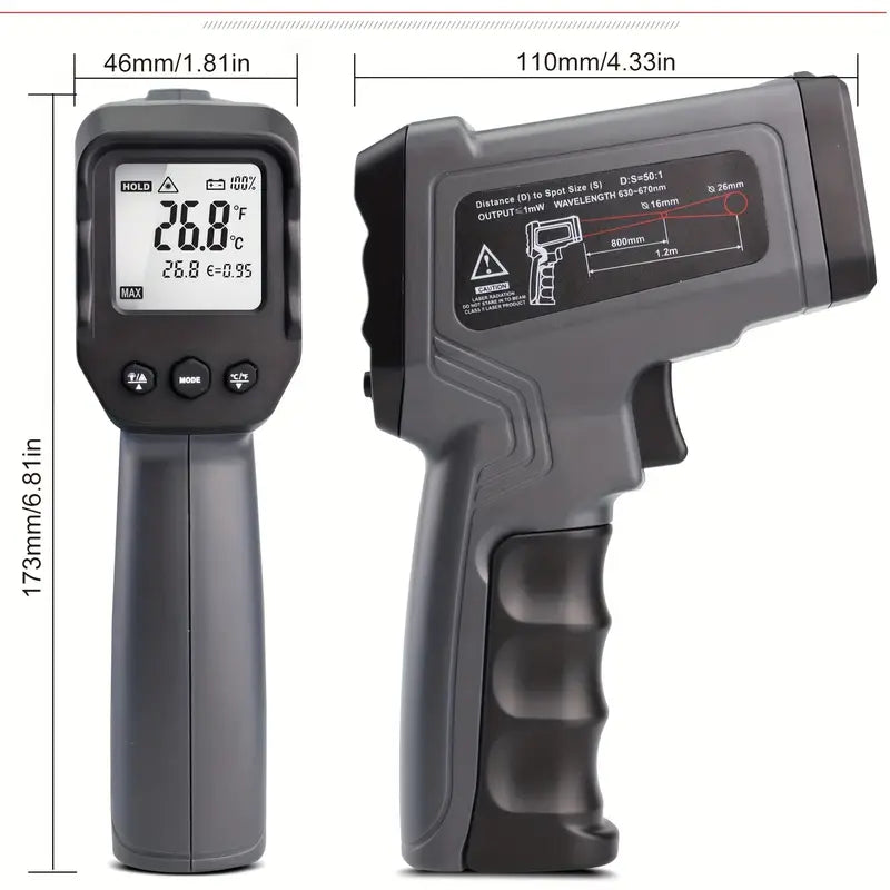 Dimenzije laserskog termometra 173mm x 110mm