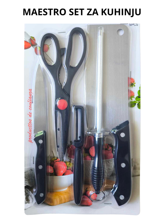 Maestro kuhinjski set sa sataricom za kosti, makazama i oštračem