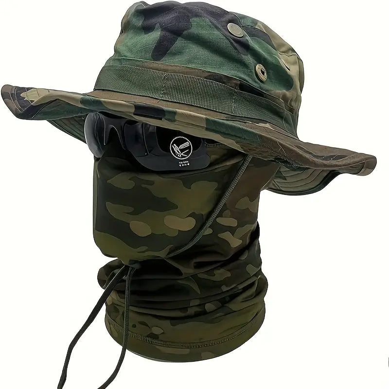 Zelena taktička kapa i marama sa hex camo uzorkom – za prirodu i outdoor aktivnosti
