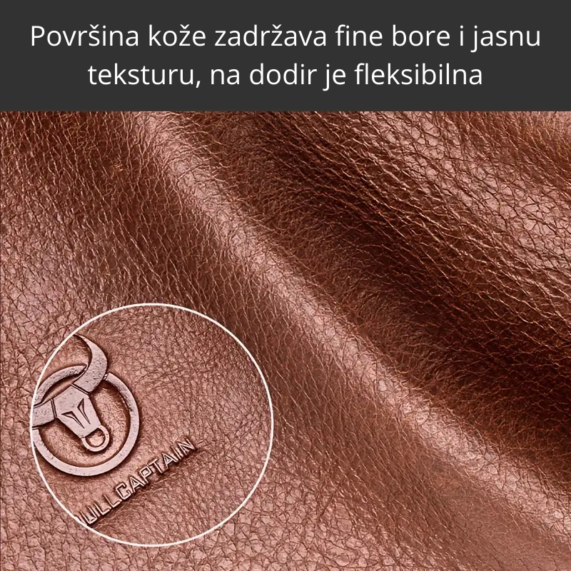 Kožna torbica sa logoom i glatkim rajsferšlusom