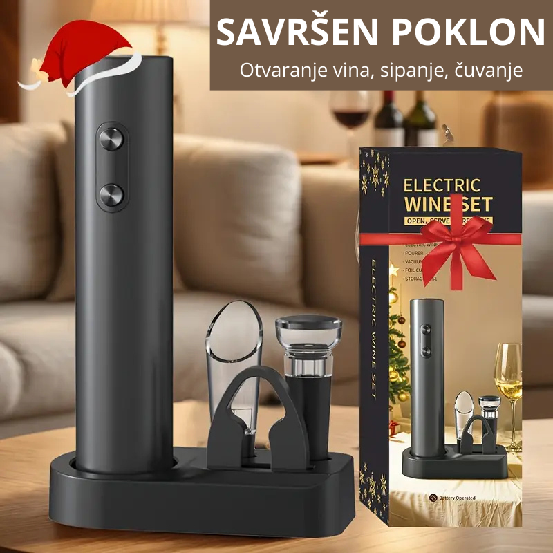 Set za vino sa električnim otvaračem – idealan poklon uz elegantnu kutiju