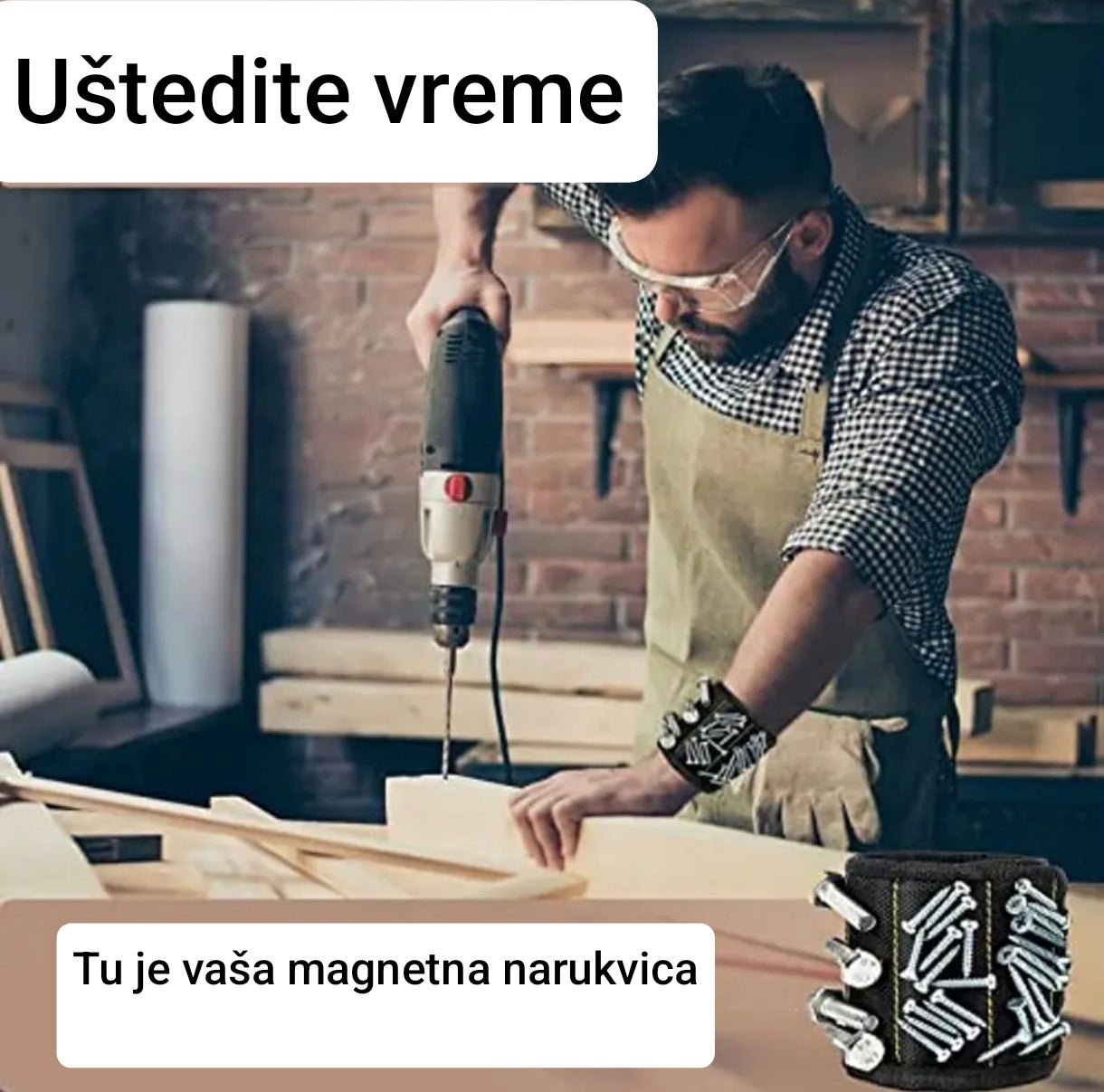 Narukvica sa magnetima – drži šrafove, eksere, matice tokom rada