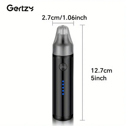 Crni trimer za nos i uši – prikaz dimenzija 12.7 cm visina i 2.7 cm širina
