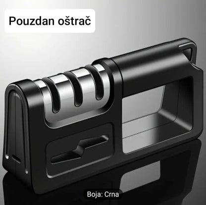 Oštrenje noža pomoću multifunkcionalnog oštrača – kuhinjski dodatak