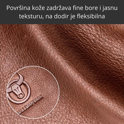 Kožna torbica sa logoom i glatkim rajsferšlusom

