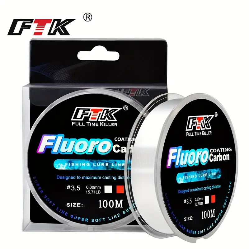 Pakovanje FTK fluorokarbonske strune sa prikazom kalema od 100m, debljine 0.30mm – idealna za sportski ribolov.