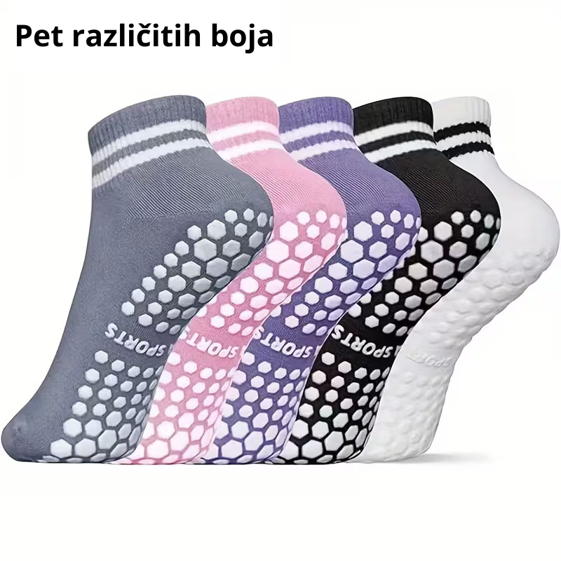Pet različitih boja protivkliznih čarapa