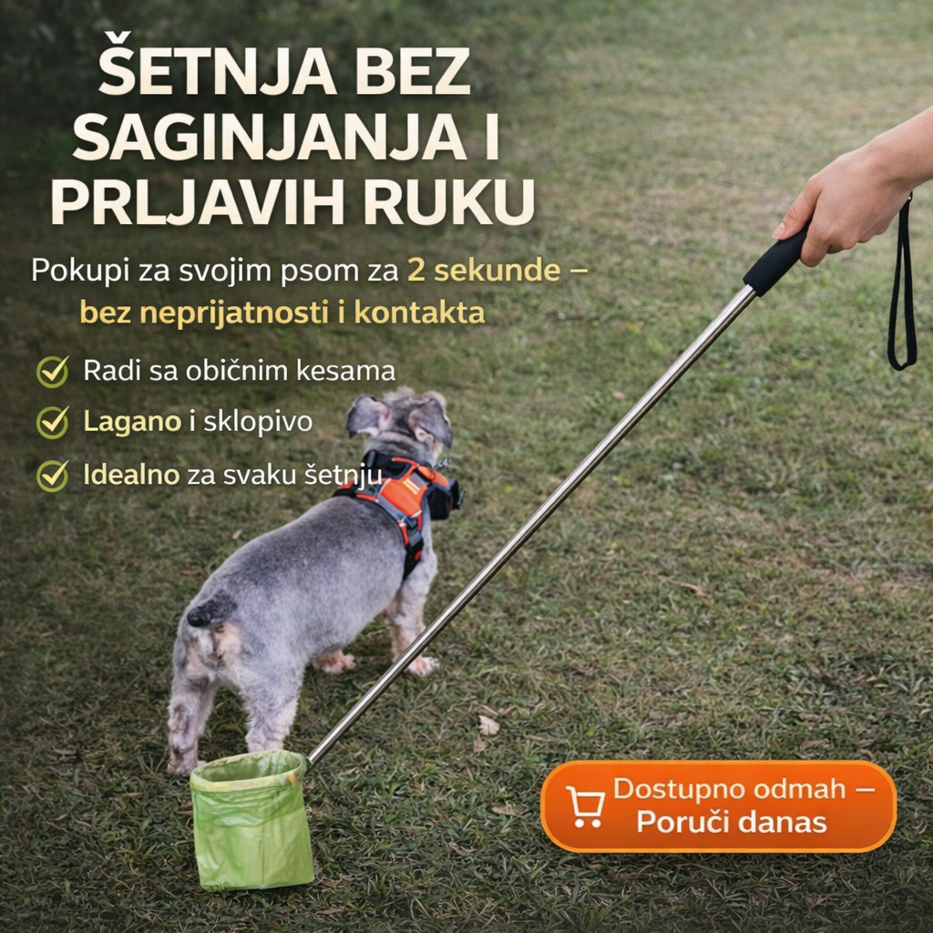 Skupljanje psećeg izmeta bez saginjanja u šetnji